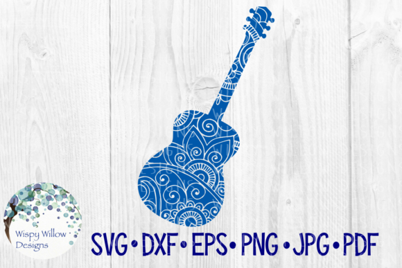 Acoustic Guitar Floral Zentangle Mandala: Merging Music and Intricate Design
