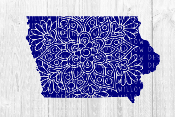 Iowa IA Floral Mandala State Cut File Guide
