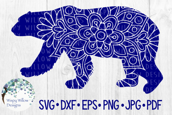 Polar Bear Floral Mandala Cut File: Winter Animal Design Guide