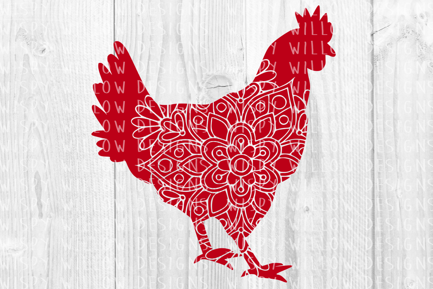 Rooster Chicken Floral Mandala Design Guide