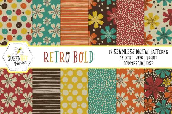Seamless Retro Floral Digital Paper Guide