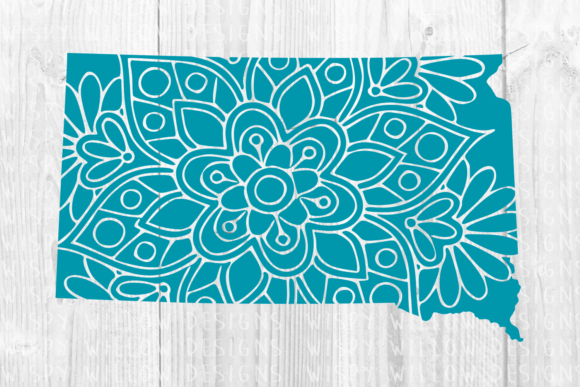 South Dakota SD Floral Mandala State Cut File